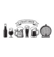 vintage set of craft beer objects bottle glasses vector image vector image