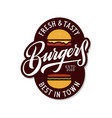 burger logo template burgers calligraphy vector image