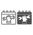 labor day calendar line and solid icon labour vector image
