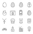 set easter line icons vector image