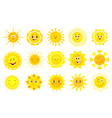sun characters kid cartoon smiles with happy face vector image