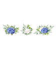 blue hydrangea flower floral bouquet design vector image vector image