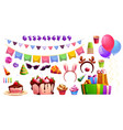 kid birthday party design elements set on white vector image