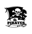 pirate flag skull and ship isolated icon vector image