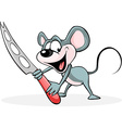 mouse hold cheese knife - isolated on white vector image