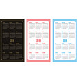set of color calendar grid templates vector image vector image