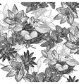 seamless monochrome floral background with bird vector image