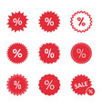 discount icons set sale tag with percent sign vector image