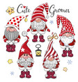 set of cute cartoon gnomes vector image