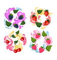 fruit berry summer vitamin plants and liquid vector image
