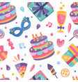 happy birthday seamless pattern with cake gift vector image