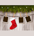 holiday background with photos and a red vector image vector image