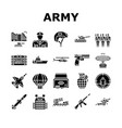 army soldier and war technics icons set vector image