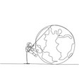 continuous one line drawing astronaut climbing vector image vector image