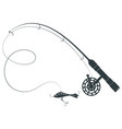 ice fishing rod with reel and lure vector image vector image