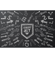 hand drawn arrow icons set on black chalk board vector image vector image