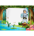 paper design with knight in the forest vector image vector image