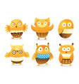 funny owls collection in cartoon style vector image