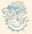 thai style white monkey sketch hanuman ramayana vector image vector image