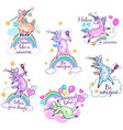 magical cute unicorn stickers vector image vector image
