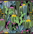 seamless pattern with cactus wild cactus forest vector image vector image