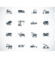 black construction transport icons set vector image