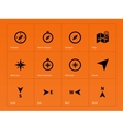compass icons on orange background vector image vector image
