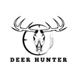 deer skull with target and feather design template vector image vector image