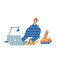 school kid with computer having video conference vector image vector image