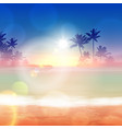 background with sea and palm trees sunset time vector image