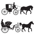 carriage with horse hansom-cab set vector image