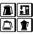 set icons with kettle and percolator vector image vector image