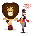 circus tamer and lion posing vector image