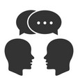silhouette two human heads with thoughts vector image