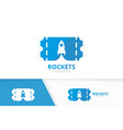 ticket and rocket logo combination ducket vector image