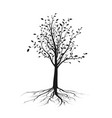 black tree silhouette with leaves and root vector image vector image