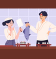 sushi chef with fish concept vector image vector image
