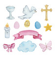watercolor easter set baby angels for spring vector image