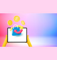 man using tablet computer for online shopping vector image