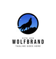 wolf howling logo design vector image
