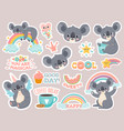 magic koala stickers lazy australian koalas vector image