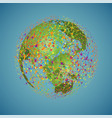 world globe on a blue background vector image vector image