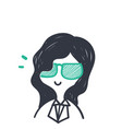 hand drawn doodle cute girl with glasses vector image