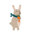 cute rabbit with a carrot funny forest character vector image