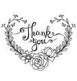 hand lettering words thank you with floral wreath vector image