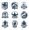 retro mma emblems and labels fight club vector image vector image