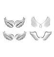 set black angel wings and outline icons vector image