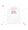 happy birthday greetings on note paper vector image vector image