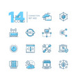 connection - coloured modern single line icons set vector image