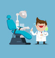 happy dentist doctor with chair in dental cabinet vector image